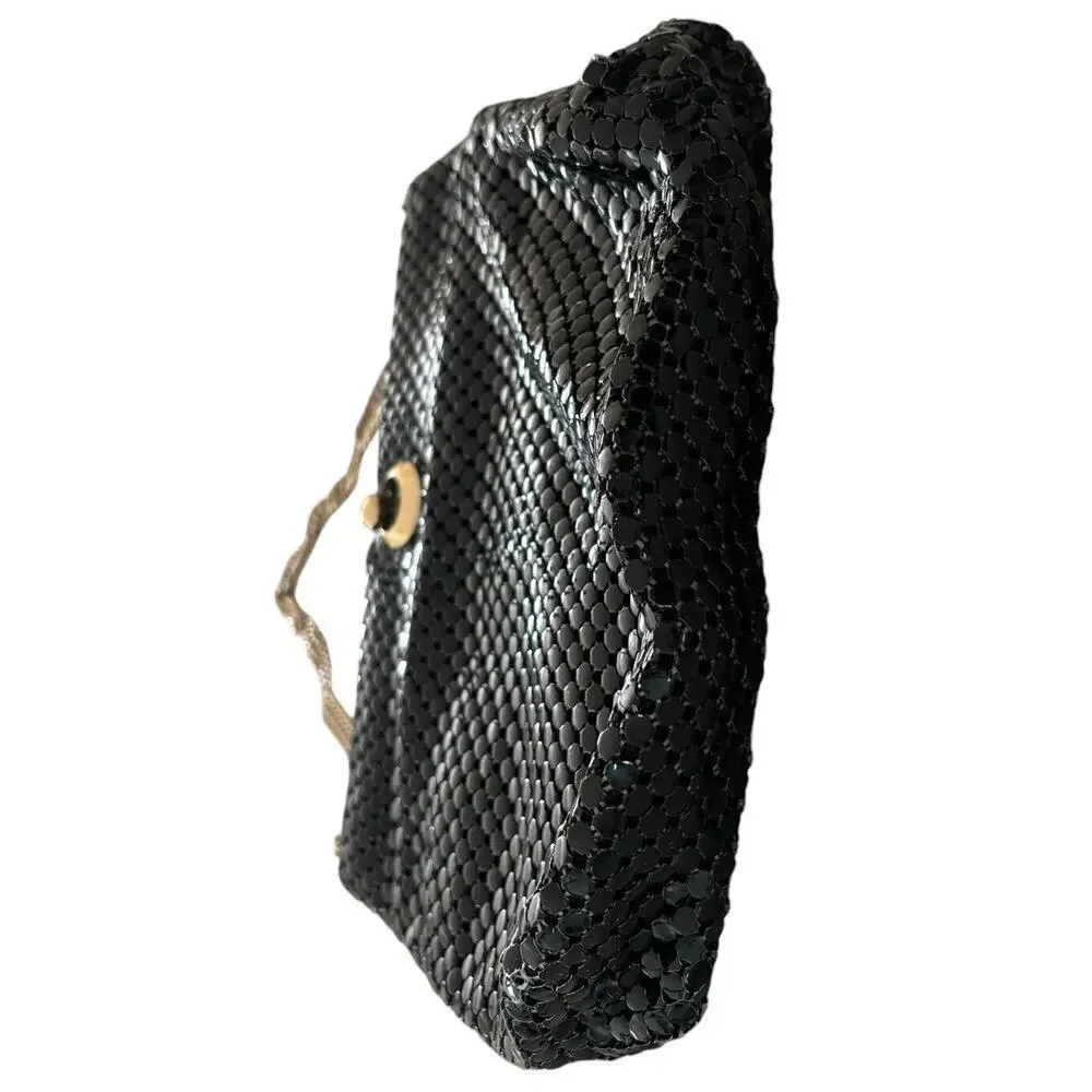 Vintage 1960s Whiting & Davis Black Metal Mesh Evening Crossbody Shoulder Bag